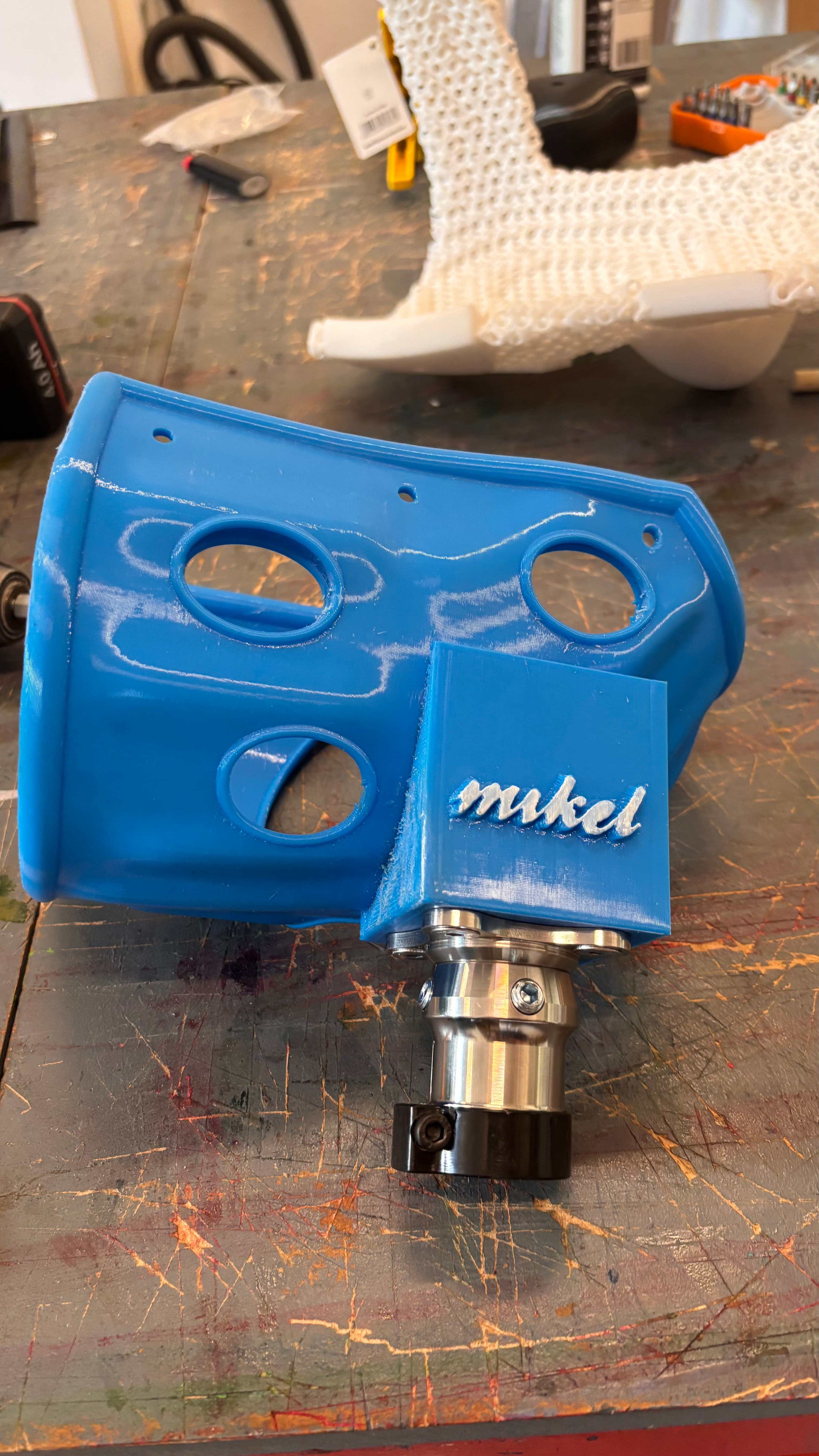 Finished blue 3D printed prosthetic component